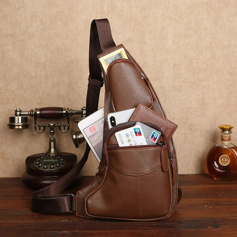 High Men Waist Pack Vintage Messenger Shoulder Bag PU Leather Mobile Phone Bag