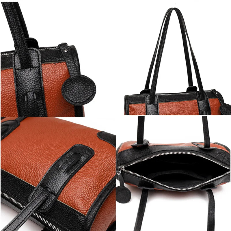 High Natural Cowskin Women's Shoulder Bag Handbags Leather Crossbody Tote