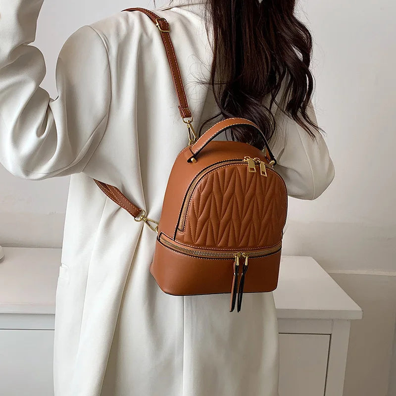 High School Bags for Teenager Girls Shoulder Bag Pu Leather Women Small Packpack