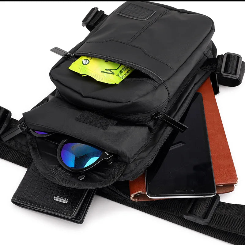 Nylon Men Drop Leg Bag Fanny Pack Motorcycle Riding Casual Shoulder Cross Body