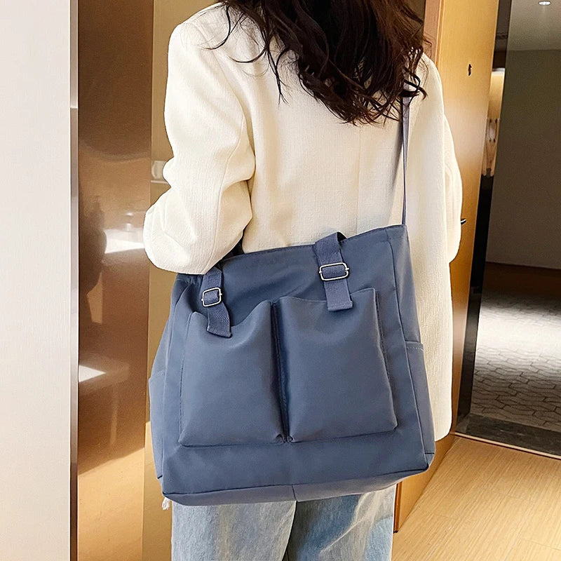 Nylon Waterproof School Bag Large Capacity Tote Shoulder Bags For Women