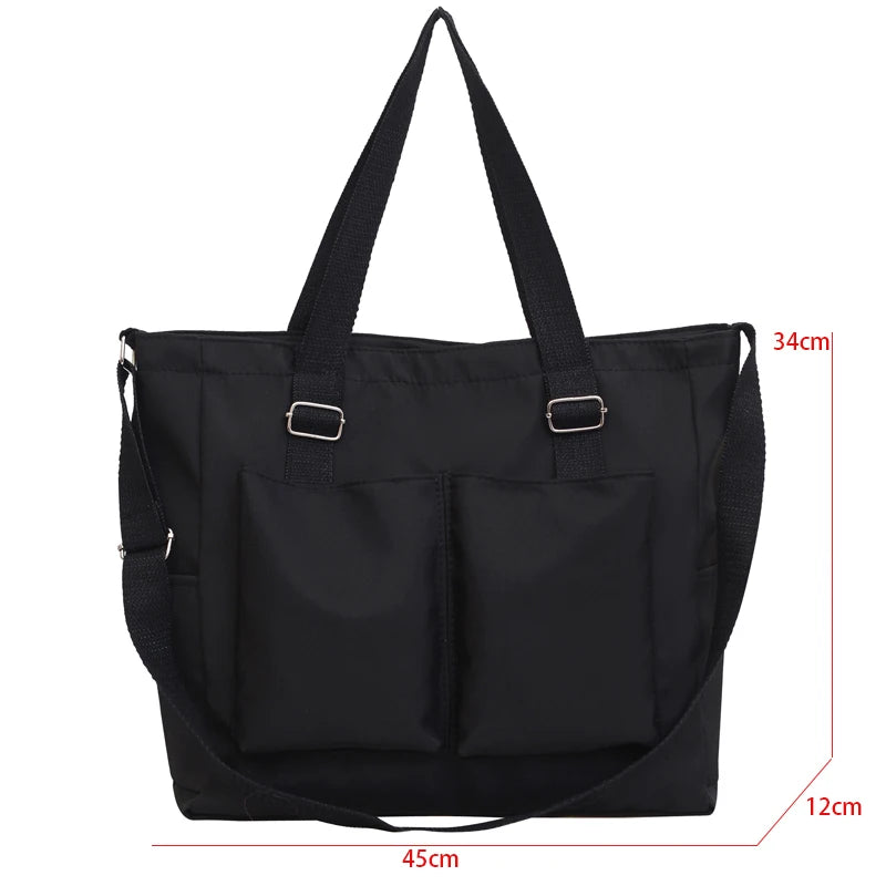 Nylon Waterproof School Bag Large Capacity Tote Shoulder Bags For Women
