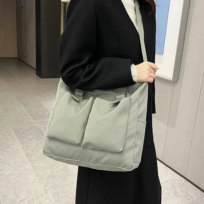 Nylon Waterproof School Bag Large Capacity Tote Shoulder Bags For Women