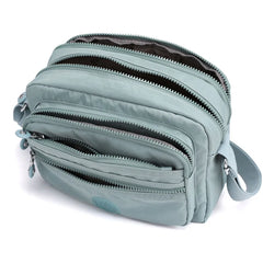 Nylon Multilayer Crossbody Bag with Flaps