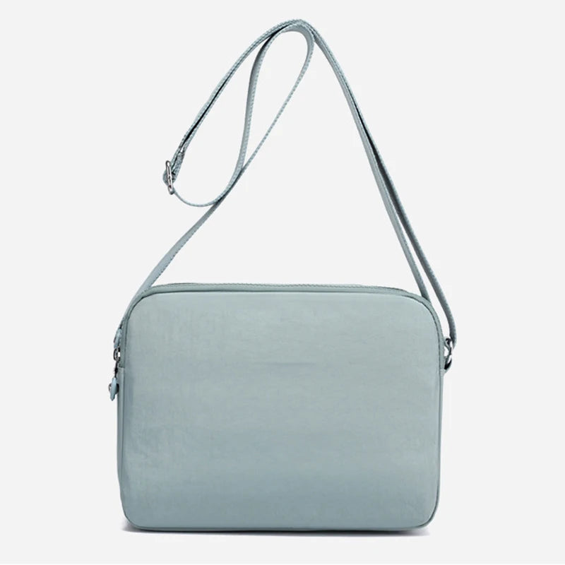 Nylon Multilayer Crossbody Bag with Flaps