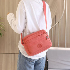 Nylon Multilayer Crossbody Bag with Flaps