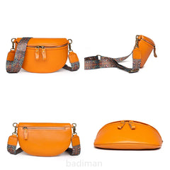 Vintage Women Cow Leather Waist Bag Designers Ladies Travel Chest