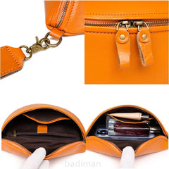 Vintage Women Cow Leather Waist Bag Designers Ladies Travel Chest