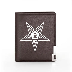 Eastern Star Leather Wallet Men Women Billfold Short Purses