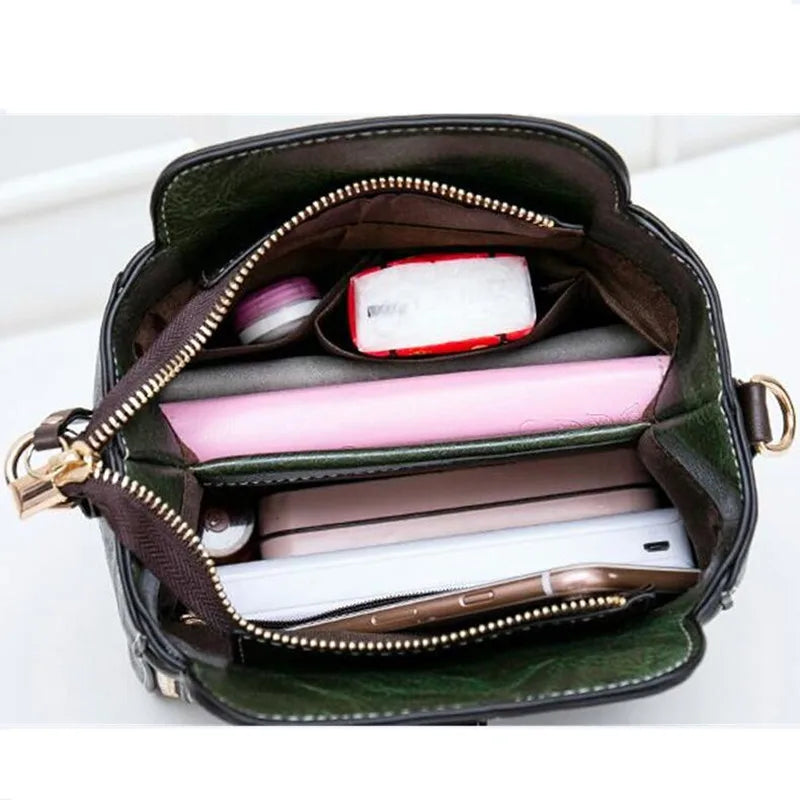PU Leather Bucket Bag Vintage Style Totes