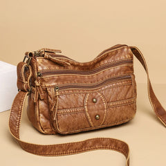 Retro Crossbody Bag for Women PU Leather Shoulder Purse Messenger Sac