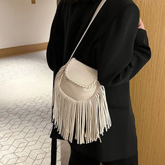 PU Leather Tassel Shoulder Bag Women Handbag Purse