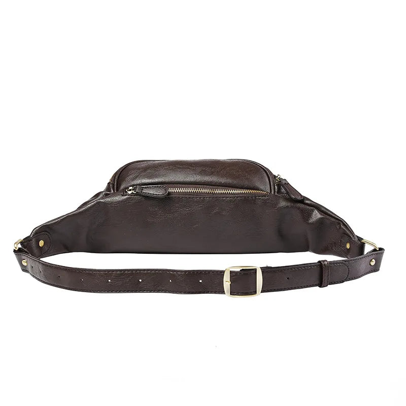 Men's Leather Waist Bag Fanny Pack Belt Bag Pouch