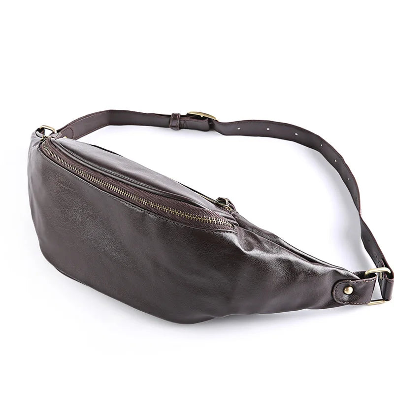 Men's Leather Waist Bag Fanny Pack Belt Bag Pouch