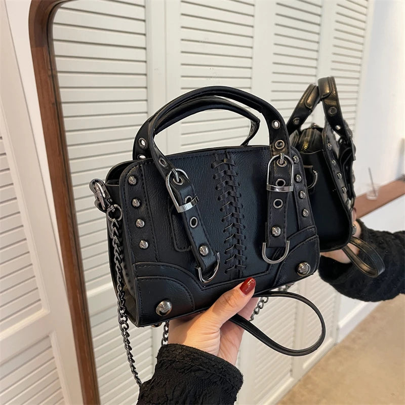 PU Leather Women Shoulder Bag Top Handle Handbag Chain Messenger Bag