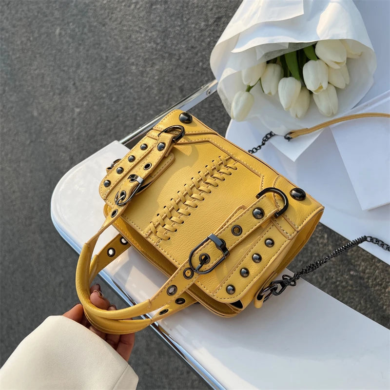 PU Leather Women Shoulder Bag Top Handle Handbag Chain Messenger Bag