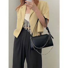 PU Leather Women Underarm Bag with Chain Shoulder Straps