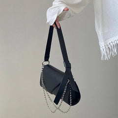 PU Leather Women Underarm Bag with Chain Shoulder Straps