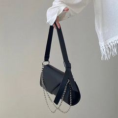 PU Leather Women Underarm Bag with Chain Shoulder Straps