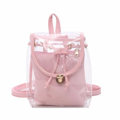 PVC Transparent Women Backpack Clear Rucksack for Teenage Girls