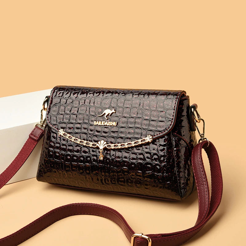 Patent Leather Shoulder Crossbody Bag for Women