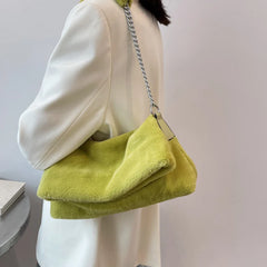 Winter Plush Chain Shoulder Bag for Women