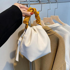 Stylish PU Leather Shoulder Bag Hit Color Bucket Bag