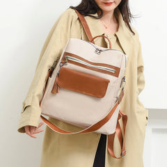 Vintage Woman Backpack Soft Leather Bag Ladies Rucksack