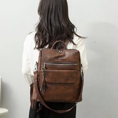 Vintage Woman Backpack Soft Leather Bag Ladies Rucksack