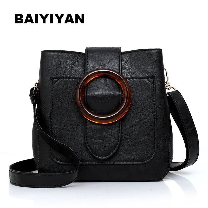 Retro Women Crossbody Bag Soft PU Leather Hasp Shoulder Bag Vintage Small Bag