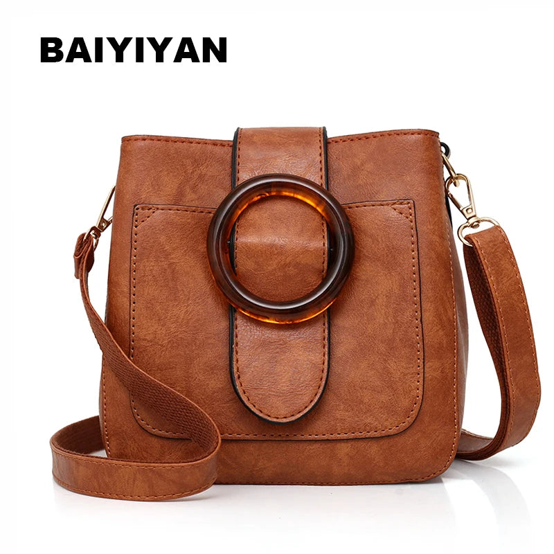 Retro Women Crossbody Bag Soft PU Leather Hasp Shoulder Bag Vintage Small Bag
