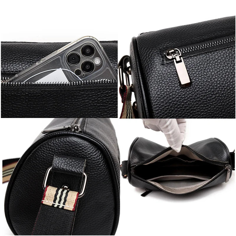 High Soft First layer cowhide Ladies Shoulder Bag Women Rivet Leather Handbag