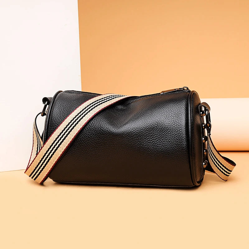 High Soft First layer cowhide Ladies Shoulder Bag Women Rivet Leather Handbag