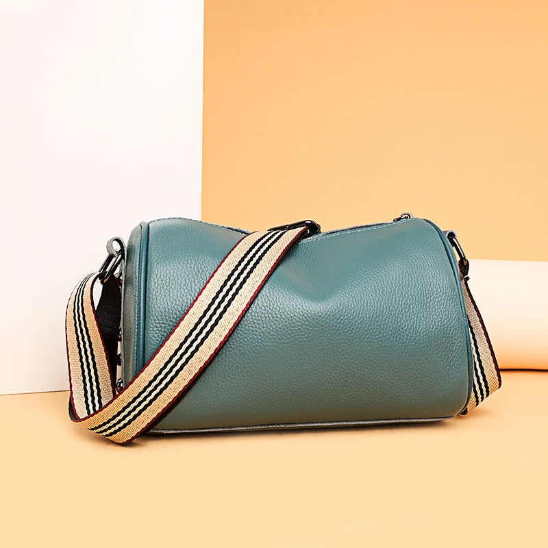 High Soft First layer cowhide Ladies Shoulder Bag Women Rivet Leather Handbag