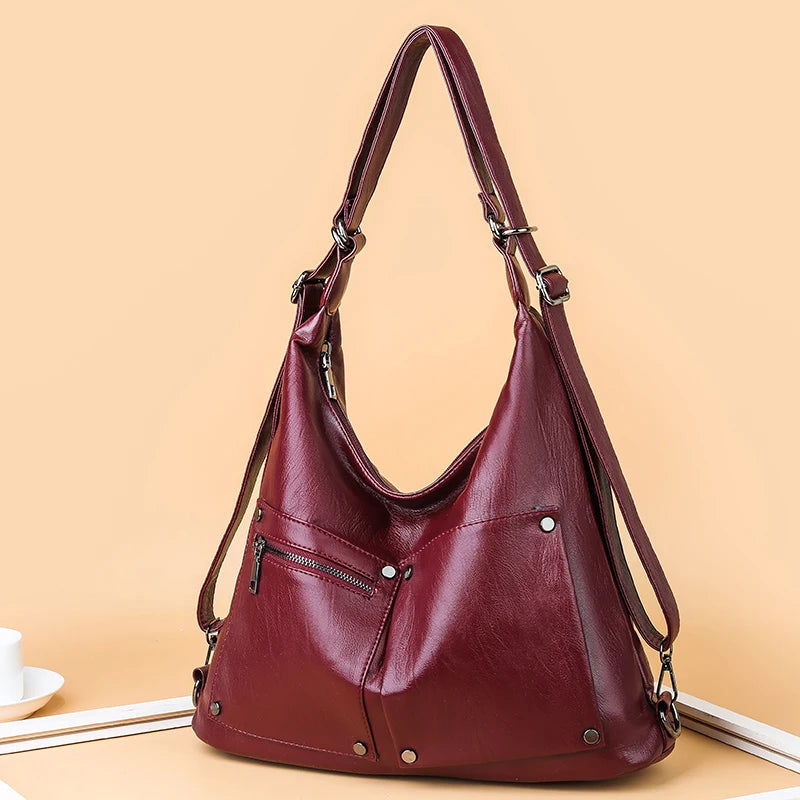 Soft Leather Handbag Vintage Shoulder Tote Shopper Bag Ladies Large