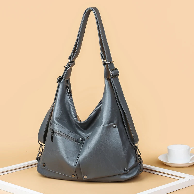 Soft Leather Handbag Vintage Shoulder Tote Shopper Bag Ladies Large