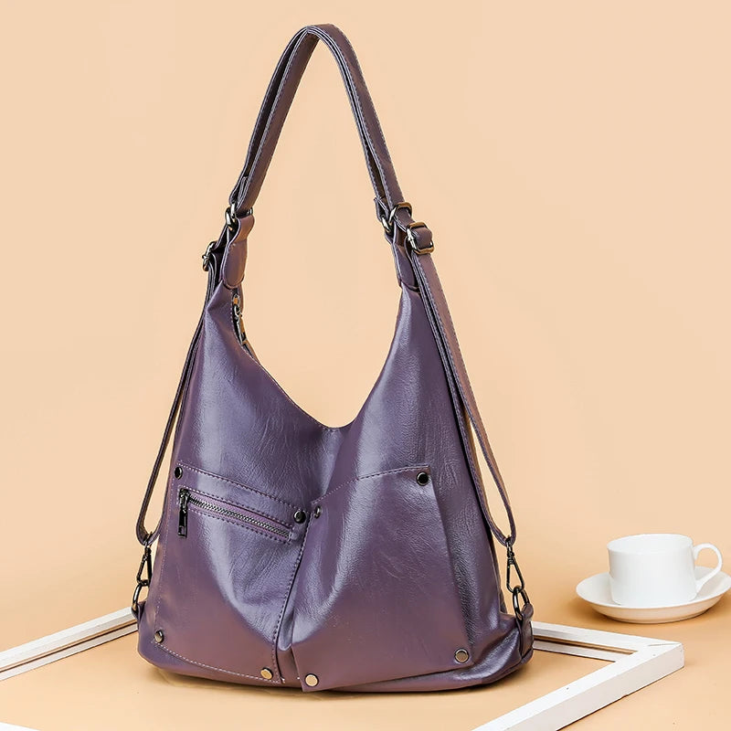 Soft Leather Handbag Vintage Shoulder Tote Shopper Bag Ladies Large