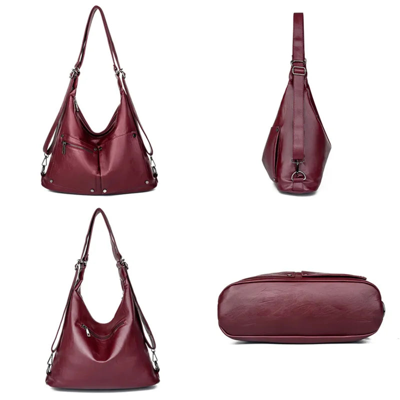Soft Leather Handbag Vintage Shoulder Tote Shopper Bag Ladies Large