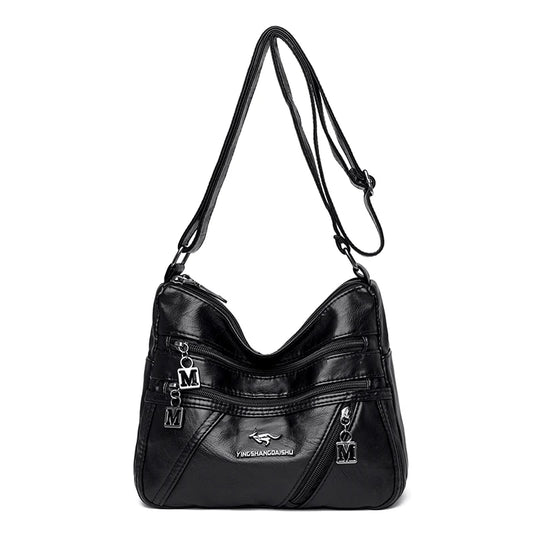 Soft Leather Purses Handbags Multi-pocket Crossbody Shoulder Bag Women Sac