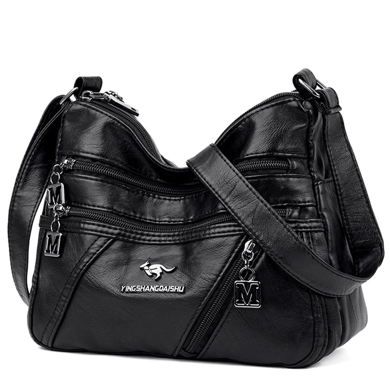 Soft Leather Purses Handbags Multi-pocket Crossbody Shoulder Bag Women Sac