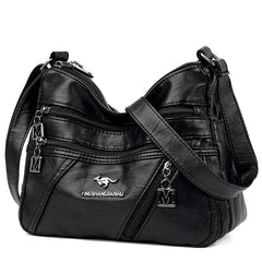 Soft Leather Purses Handbags Multi-pocket Crossbody Shoulder Bag Women Sac