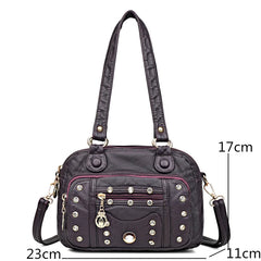 Soft Leather Women Handbag Small Female Shoulder Messenger Bags Rivet Tote