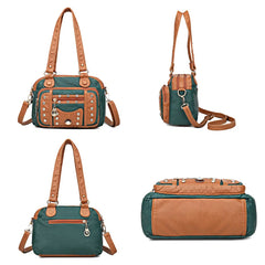 Soft Leather Women Handbag Small Female Shoulder Messenger Bags Rivet Tote