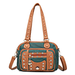 Soft Leather Women Handbag Small Female Shoulder Messenger Bags Rivet Tote