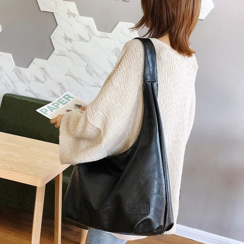 Soft Leather Shoulder Bag Women Winter Handbag Casual Lady Totes Bag