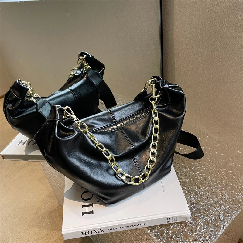 Soft Leather Shoulder Bag Brown Crossbody Bags Ladies Handbags Vintage Hobo Bag