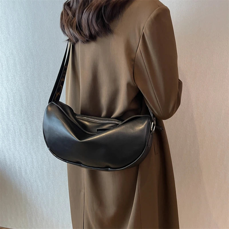 Vintage Leather Shoulder Bag for Women Crossbody Large Handbag