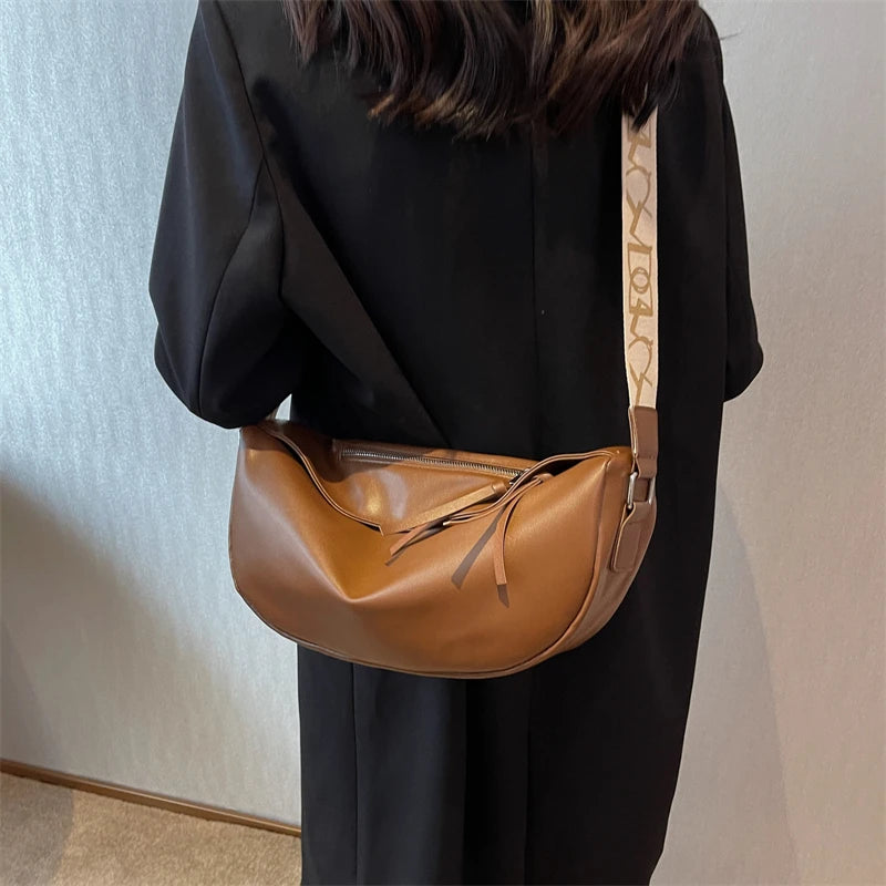 Vintage Leather Shoulder Bag for Women Crossbody Large Handbag