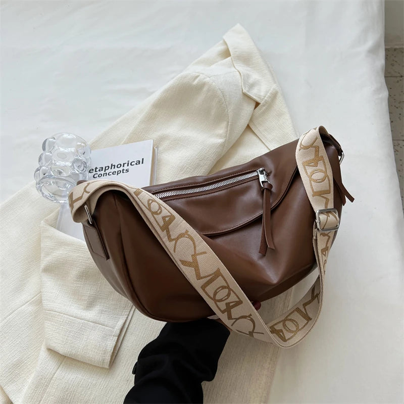 Vintage Leather Shoulder Bag for Women Crossbody Large Handbag