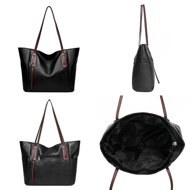 Soft Leather Women Handbags Vintage Female Shoulder Bag Tote Sac